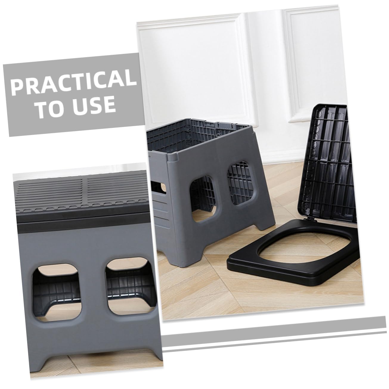 Toyvian Inodoro Portátil Plegable para Camping y Viajes, Material PP Resistente, Función de Taburete y Cubo de Desechos, Adecuado para Exteriores y Porche