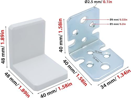 Miniatura 4 de YAPIKAN Soporte L, soportes de estante blancos, soporte de esquina de acero inoxidable, anclajes de muebles para prueba de bebés, soportes colgantes