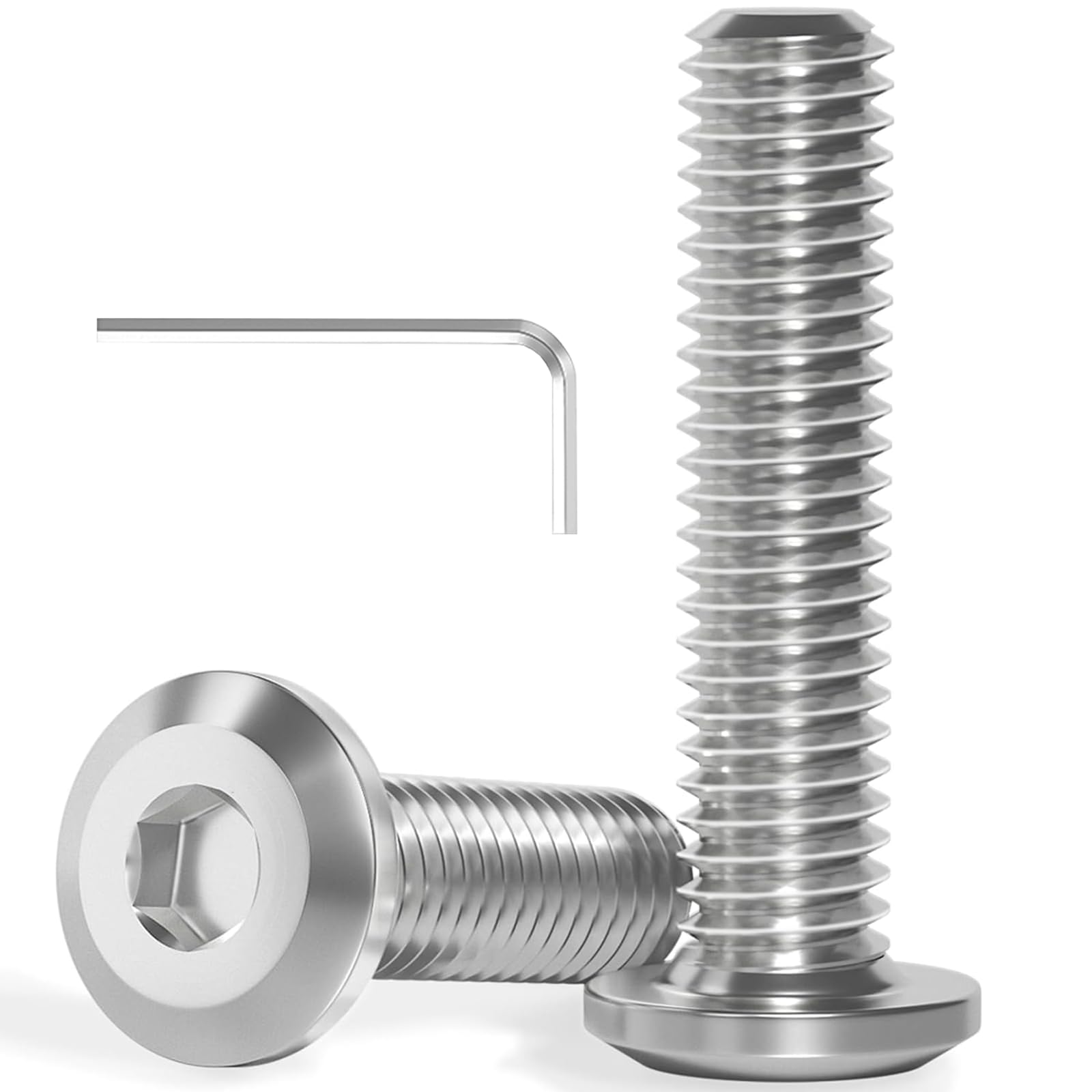 30 Stück M6x20 Schrauben, Flachkopfschrauben, Edelstahl A2 V2A, Innensechskant, Vollgewinde, mit Innensechskantschlussel
