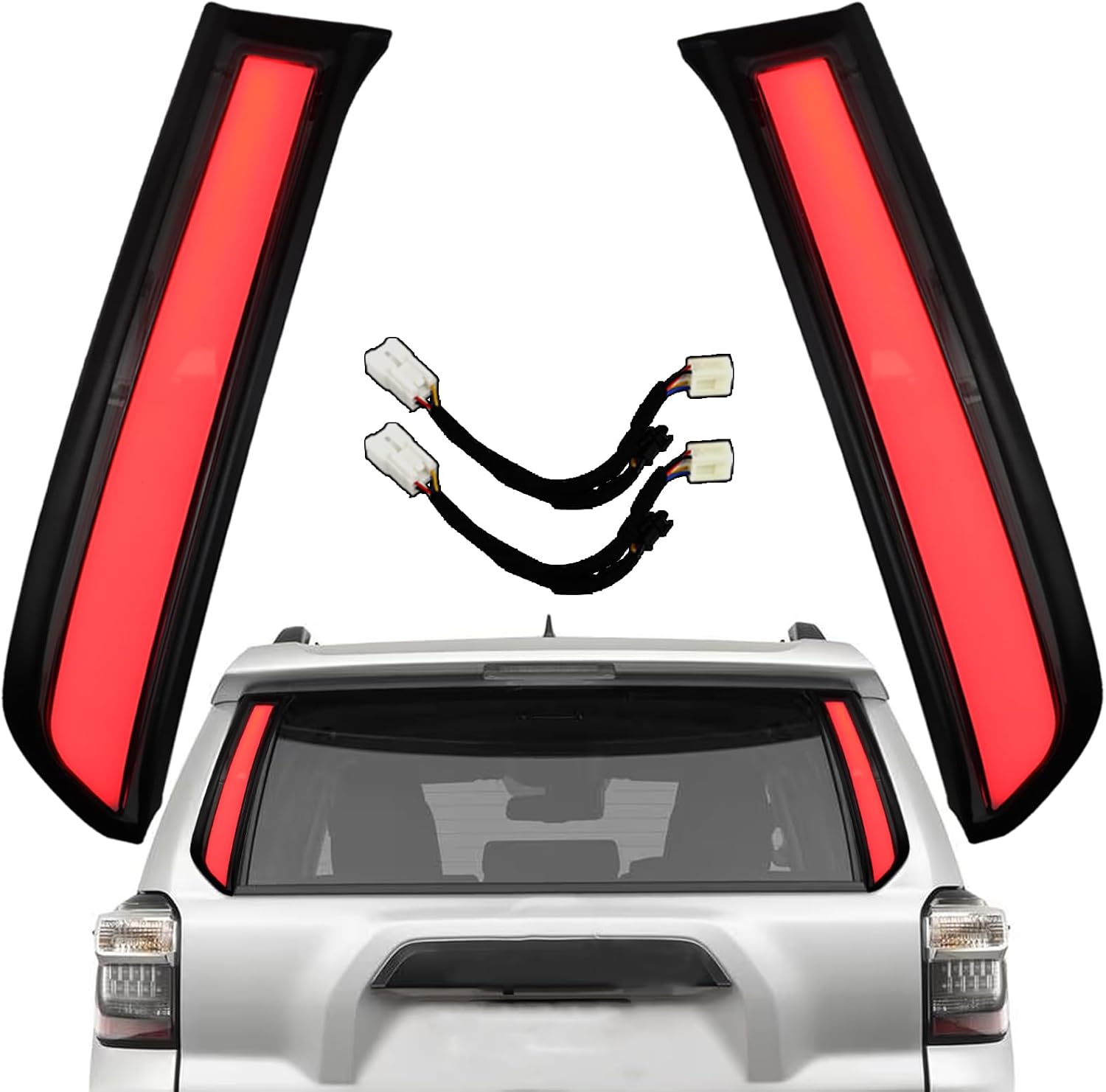 Full LED Rear Pillar Tail Light Column Brake Lamp Sequential Turn Signal Lights Replacement Compatible with 2010-2023 Toyota 4Runner SR5 TRD Sport Limited and TRD Pro SUV Plug and Play