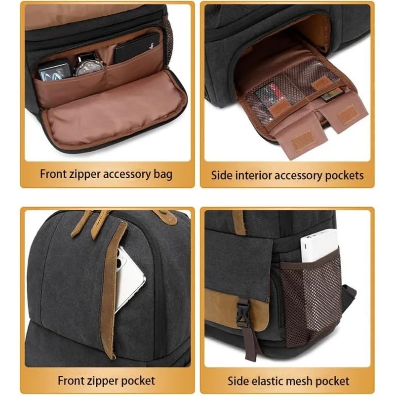 Borsa Reflex Zaini for fotocamera for fotografi unisex, escursionismo, borsa impermeabile di grande capacità for fotocamere reflex DSLR, obiettivo, treppiede(Green)