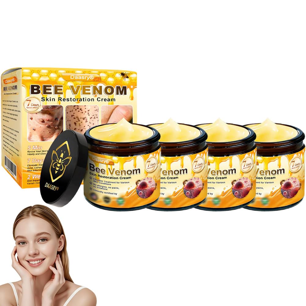 Bee Venom Skin Treatment Cream, Advanced Firming & Wrinkle-Reducing cream, Bee Venom Skin Restoration Cream, Natural Serum Suitable for All Skin Types (4 Pack)