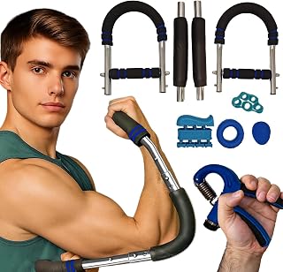 Power Twister Adjustable Arm Trainer (30–160 LB) + Hand Grip Rehabilitation Kit (5 PCS) – Portable Chest, Arm & Upper Body Strength Training Equipment for Men & Women