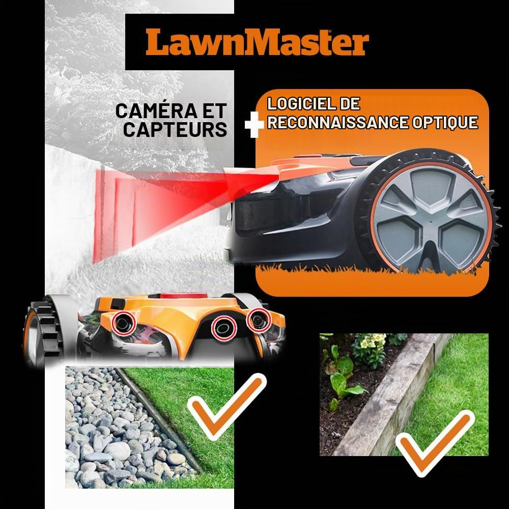 Lawnmaster Robot Tondeuse Autonome 24V sans Fil périmétrique - Le Robot Le Plus Simple du marché + Coupe Bordures 24v et 2 Batteries.