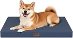 Lit de chien extérieur orthopédique imperméable XL pour les grands chiens extras de la mousse de caisse d'oeufs pour le soutien conjoint, TPU Couche imperméable, lavable en machine 1680D Oxford Cover, jusqu'à 90 C'est vrai. 112x81x9cm, marine