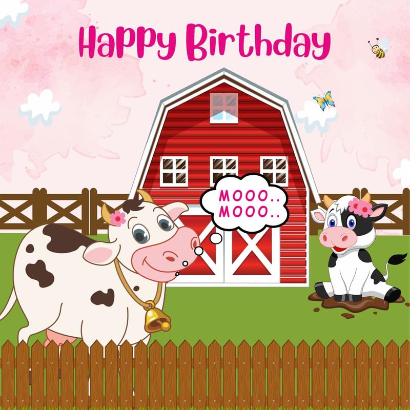 Untumble Cow Theme Backdrop for Birthday Decoration 4 feet x 4 feet | Made of Cloth Fabric With 4 Metal Rivets on Corners to Tie | Perfect for Cow Theme Birthday Decoration | Pack of 1