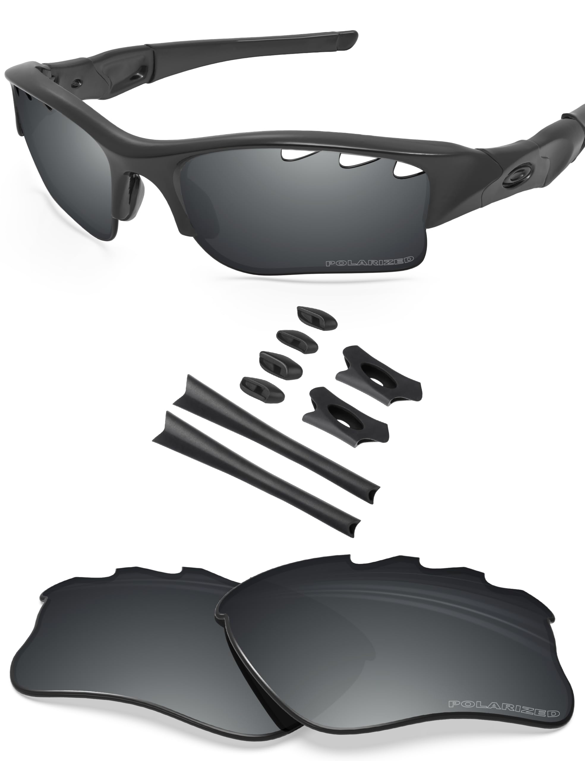 Blazerbuck Men's Silver Chrome - Polarized Anti-Salt Polarized Replacet Lenses & Sock Kit For Oakley Flak Jacket Xlj - Vented Silver Chrome