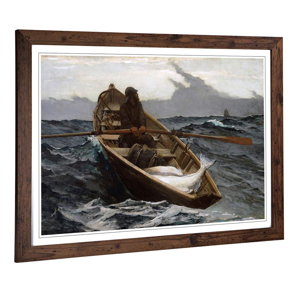 Big Box Art Framed Print of Winslow Homer The Fog Warning Design | Wall Art Picture | Home Decor for Kitchen, Living, Dining Room, Bedroom, Hallway, Office, Walnut, A2 / 24.5x18 Inch / 62x45cm