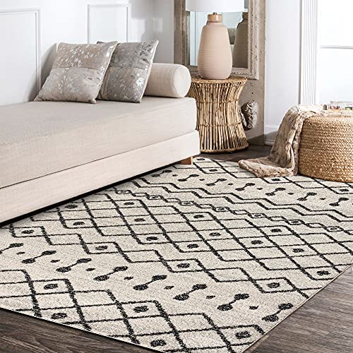 Image of JONATHAN Y Aksil Moroccan Beni Souk Cream /Black Indoor Area Rug, 3x5, Bohemian, Scandinavian, Easy-Cleaning for Living Room, Bedroom, Kitchen, Pet Friendly, Non-Shedding (MOH208A-3)