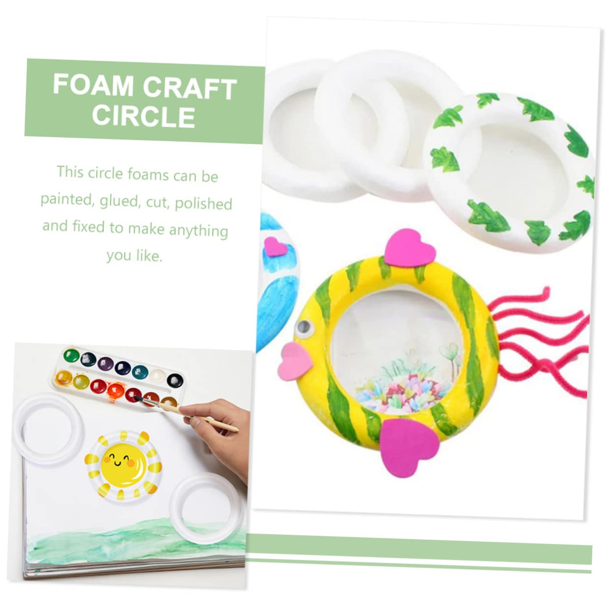 Housoutil Set 6 Anelli Circolari in Schiuma Piena 10x1,5 Cm per Ghirlande Fai da Te Decorazioni Artistiche per Feste creatività Manuale Ragazzo Ragazza e Adulti