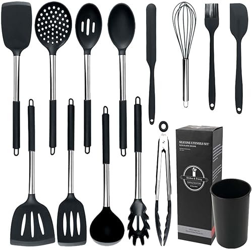 Miniatura 2 de Herramientas de cocina de silicona, antiadherentes, antideslizantes, resistentes a altas temperaturas, a prueba de escaldaduras, juego de 14 piezas