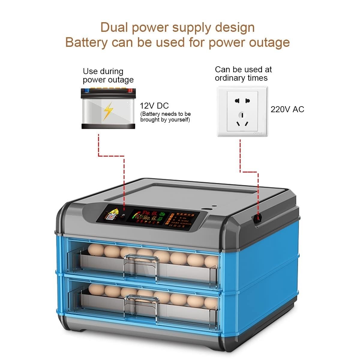 Incubadora digital de huevos con volteador automático y control de temperatura para incubación de aves de corral, perfecta para granjas domésticas y pollos en el patio trasero