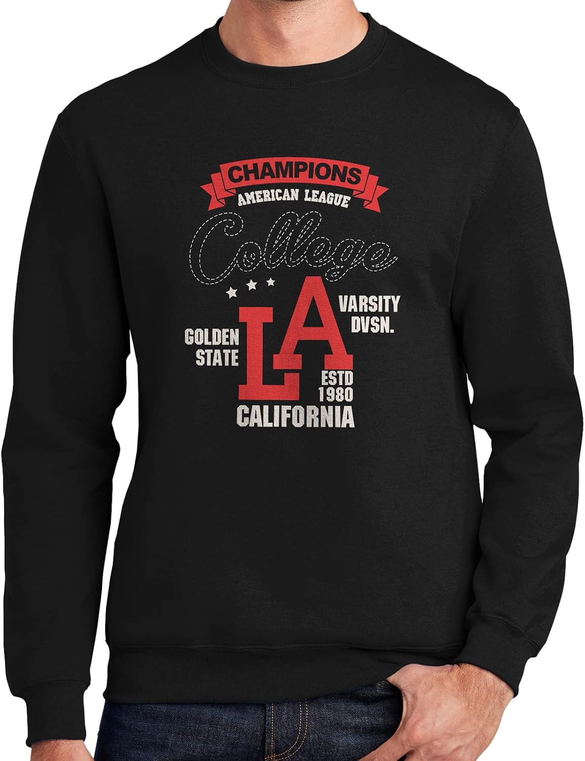 GotPrint Unisex Champions American League Sweatshirt | LA ESTD. 1980 Golden State California Graphic Letter Printed Sweater