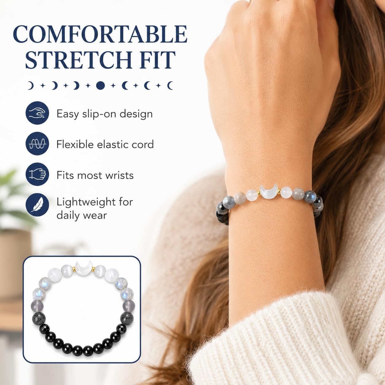 Moon Phase Moonstone Bracelet Moon Jewelry Crystal Gifts for Women image 2