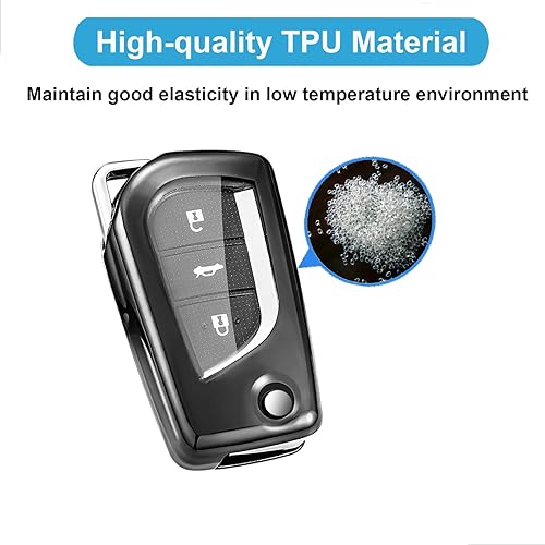 Miniatura 7 de Funda para llavero Toyota de TPU suave con 234 botones, cobertura completa, protector de automóvil inteligente con cordón de cuero para llavero
