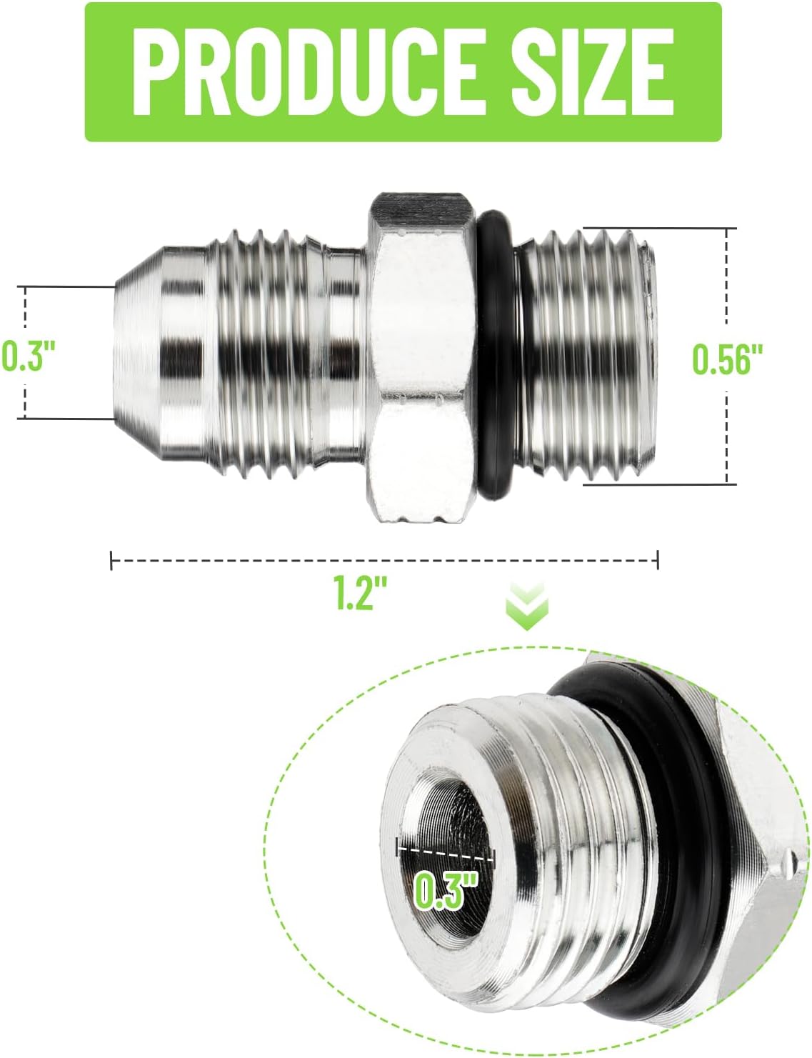 10 Pack Hydraulic Hose Adapter Fittings: 3/8" JIC 37° Male x #6 SAE/ORB Male Thread, Straight Tube Fitting Kits with Protection Cover