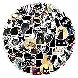 100 Piezas Pegatinas de gato negro, NO-Duplicado.