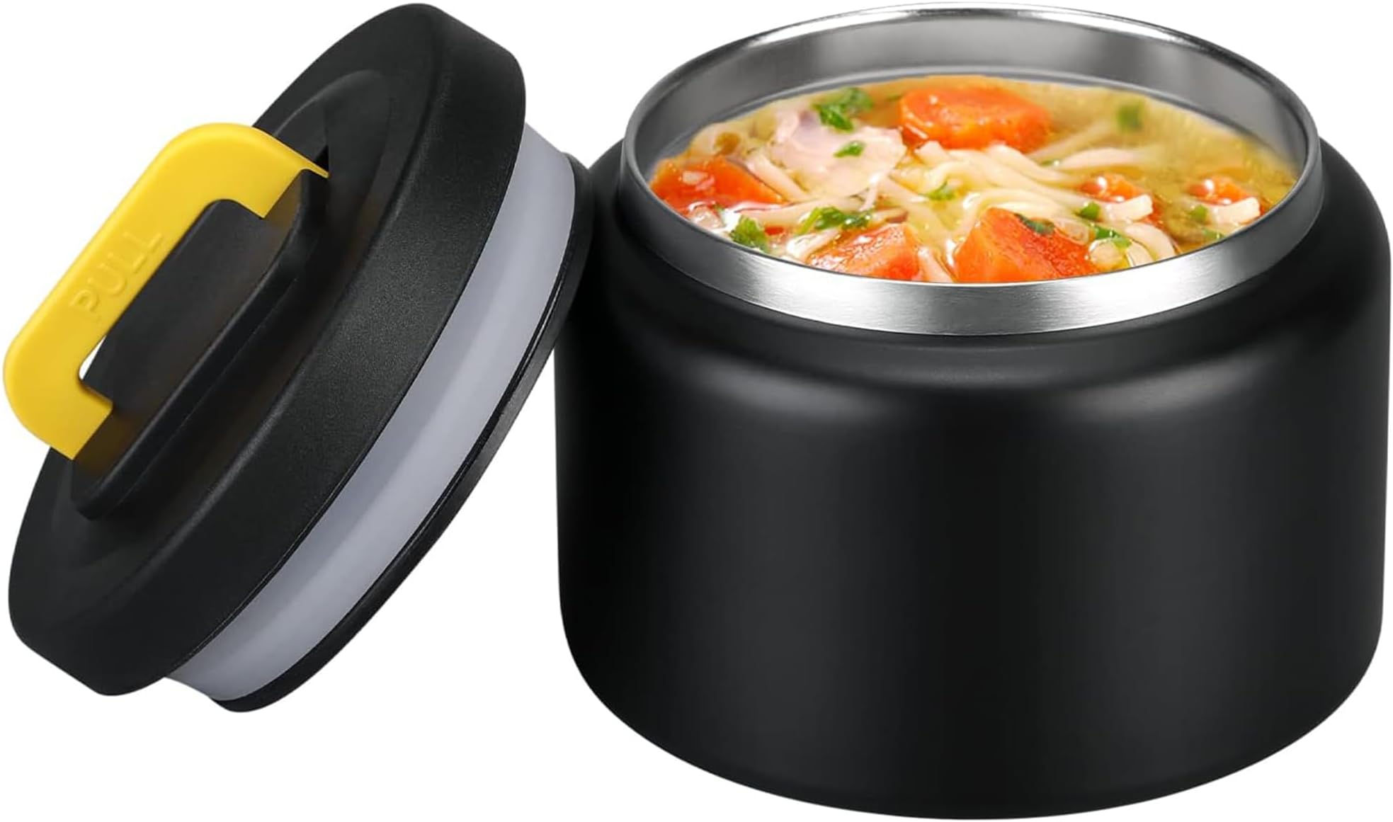 8oz Soup Thermo Wide Mouth Vacuum Insulated Food Jar - Leak Proof Stainless Steel for Hot & Cold Lunch - Kids School Travel Container (Black)