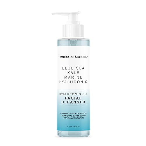 VITAMINS AND SEA BEAUTY Limpiador facial de gel hialurónico con col rizada azul + hialurónico marino, 8 onzas líquidas