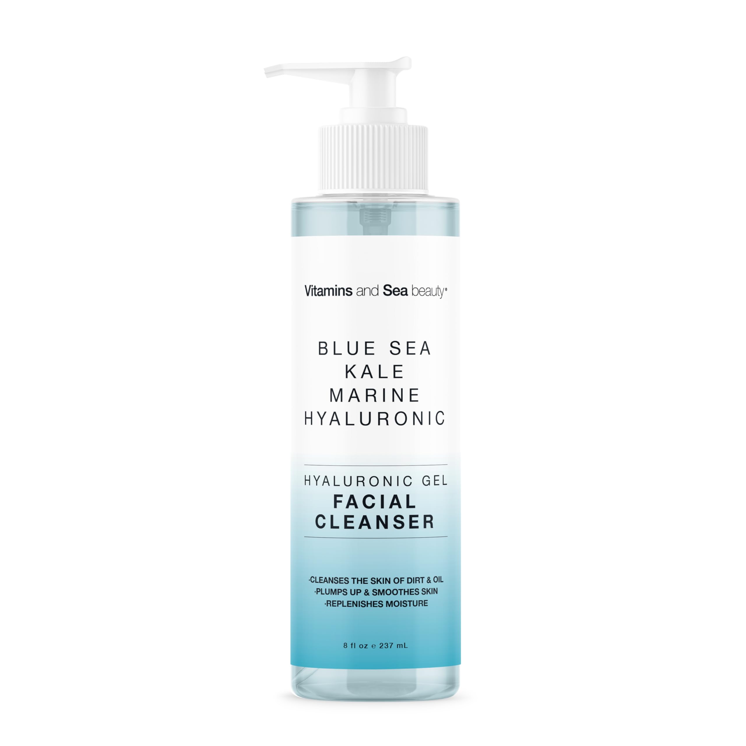 VITAMINS AND SEA BEAUTY Hyaluronic Gel Facial Cleanser with Blue Sea Kale + Marine Hyaluronic, 8 fl oz