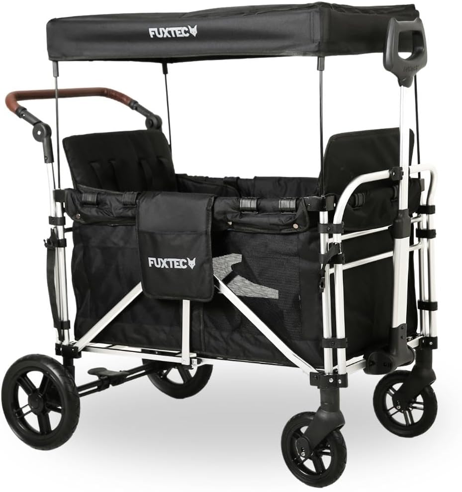 Fuxtec The Original Family Cruiser Folding Garden Trolley, EN-1888 Approved, 4 Children, Removable Bench, Transport, Beach, Forest, Pull or Push
