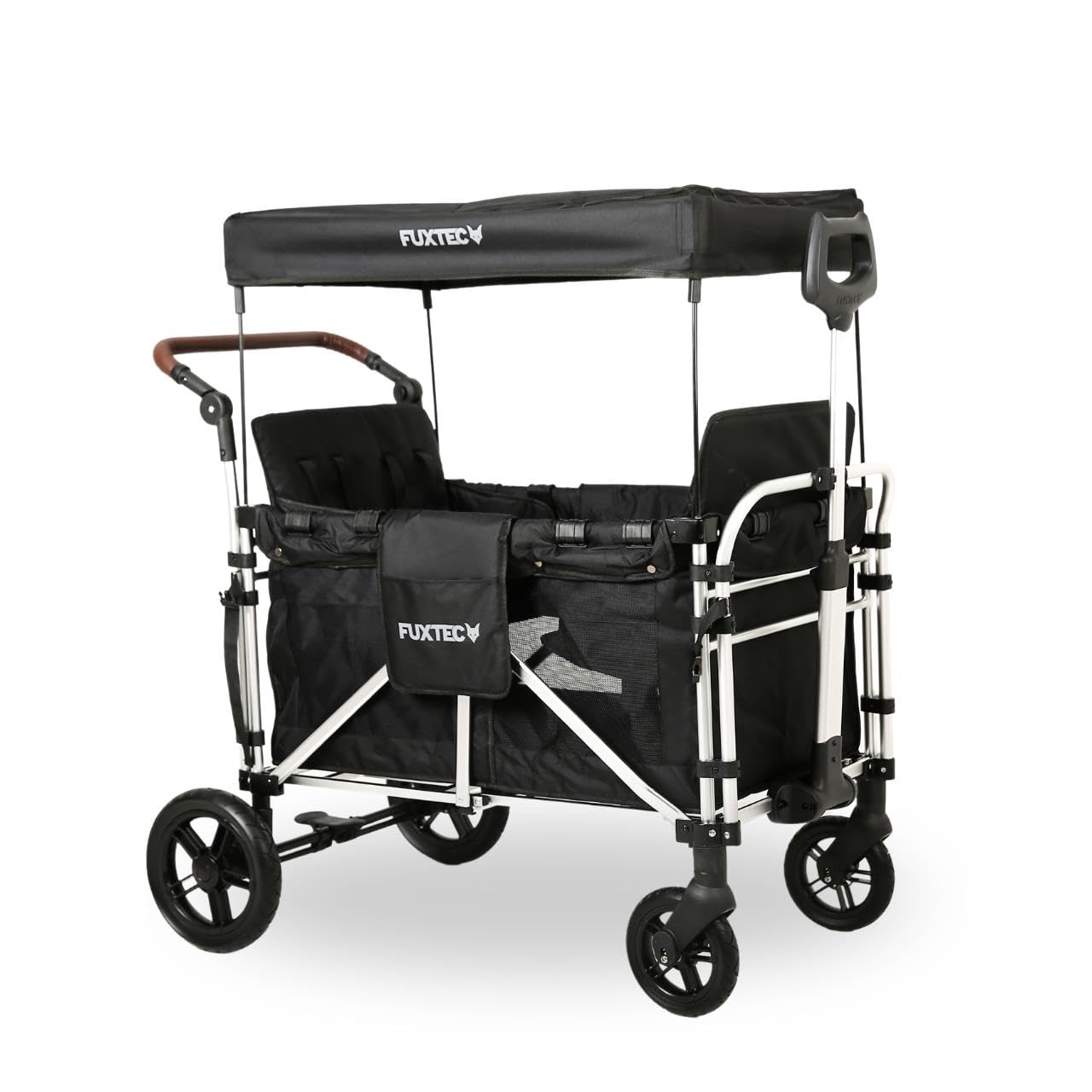 Carrello pieghevole Fuxtec Family CTXL900 nero, l'originale, Family Fux, Vagone da giardino 4 posti, sedile rimovibile, trasporto, spiaggia, tirare o spingere, capacità di carico 75 kg