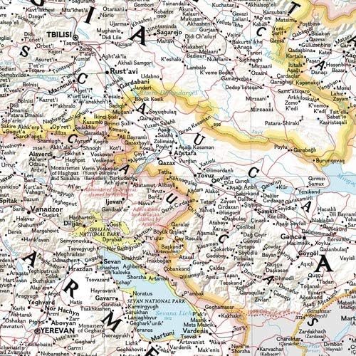 Miniatura 2 de National Geographic Mapa de pared del Cáucaso, 28 x 22 pulgadas, lienzo enrollado