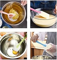 Vista 7 de Juego de 4 espátulas de silicona, resistentes al calor, goma flexible antiadherente con núcleo de acero inoxidable sólido, juego de cucharas