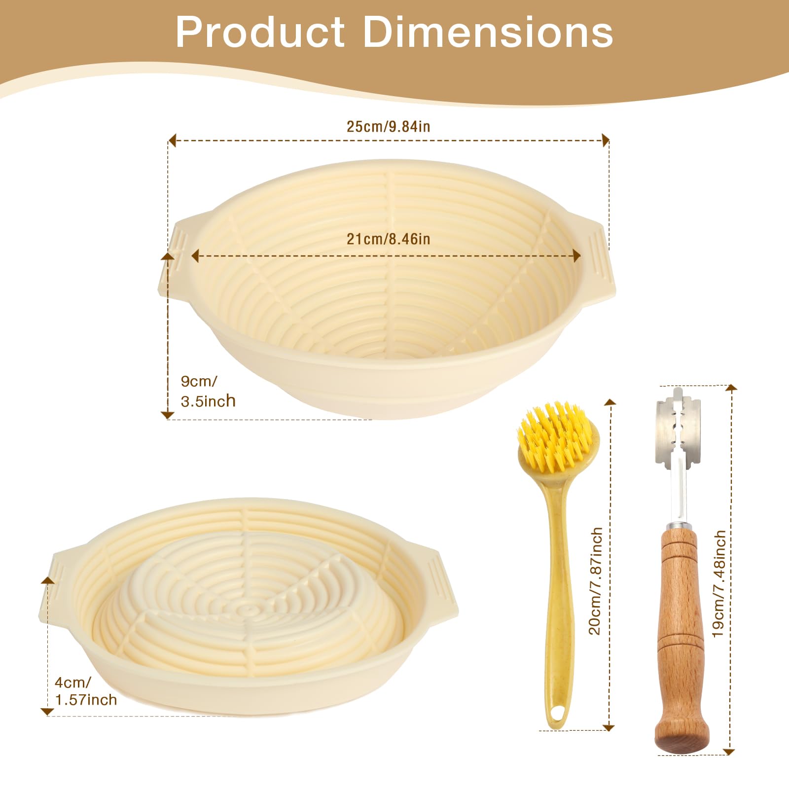 Panier à Pain En Silicone Banneton Bol Pliable Ovale Rond