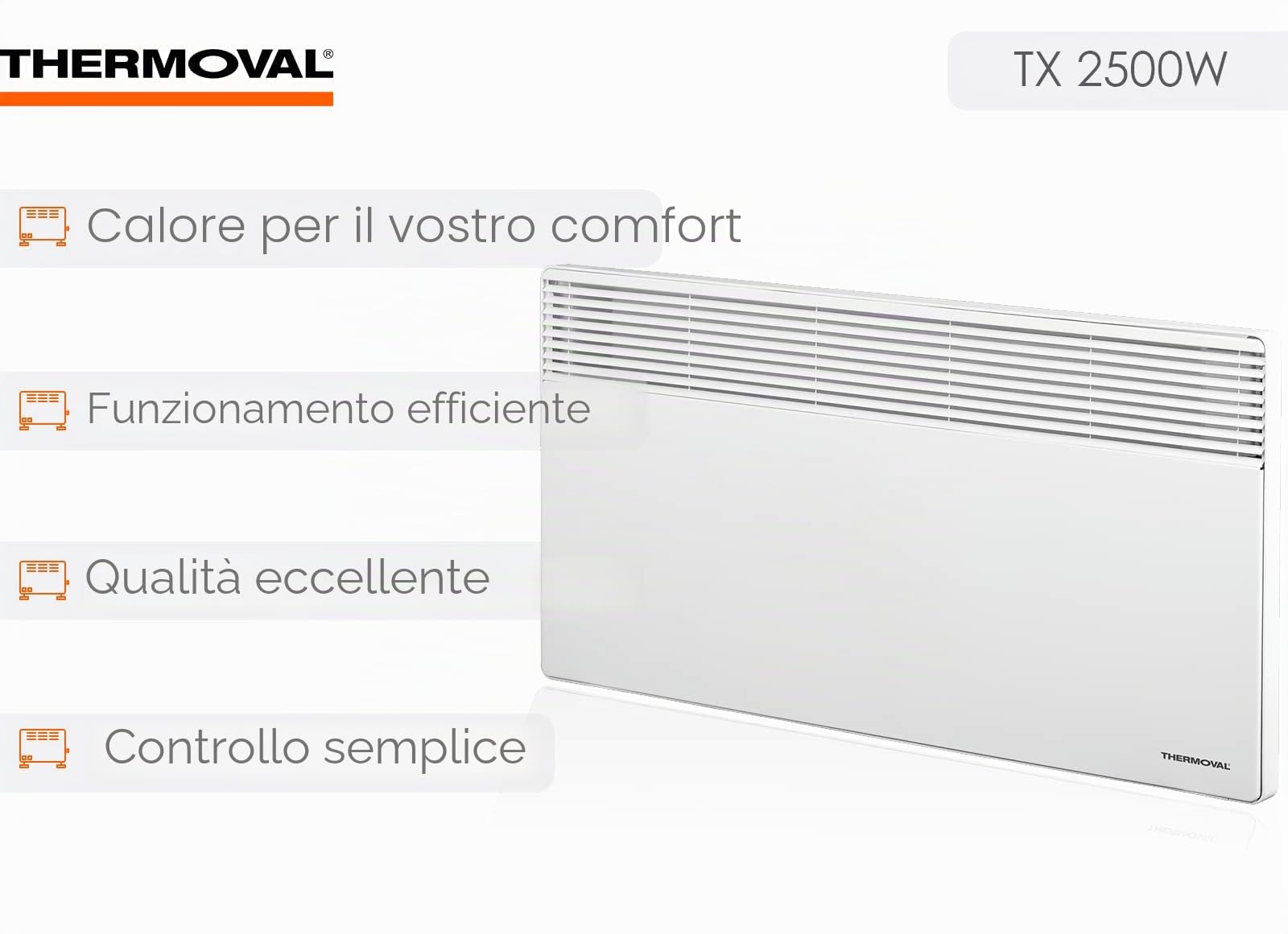 Termoconvettore da parete elettrico, 2500 W