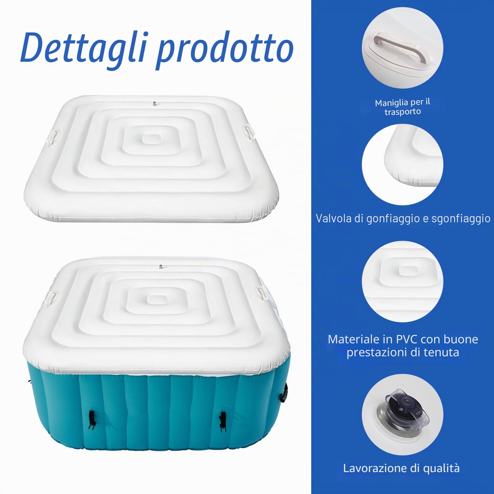 Coperchio di Vasca Idromassaggio Gonfiabile, 165 cm Coperchio Gonfiabile per Spas, Accessori per Vasca Idromassaggio per Piscine, Antivento e Antipioggia, Adatto Piscina Idromassaggio