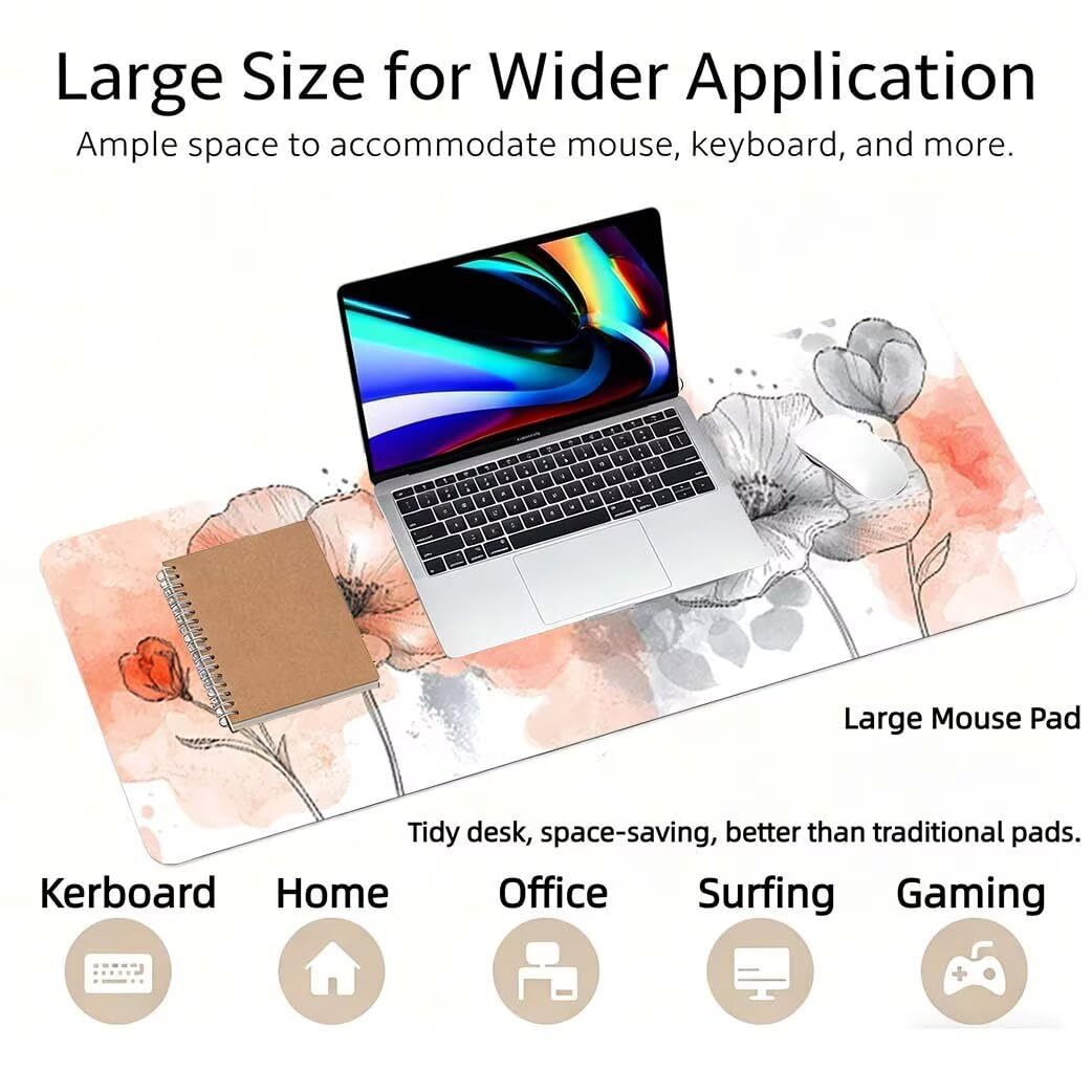 Lpfieonn Geometrie Großes Schreibtischunterlage, XXL Schreibtischunterlagen, Blau XXL Wasserdicht Gaming Mousepad mit Vernähter Rand und Rutschfeste Gummibasis, für Laptop/Hause/Büro 120x60cm PF-1703