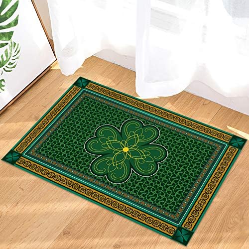 St.Patrick's Day Retro Entrance Door Mat, Lucky Clover Irish Low Profile Tradition Decor Welcome Mat, Non-Slip Carpet Rugs Floor Mat Decorative for Home/Bathroom/Kitchen/Indoor - 16"x24"