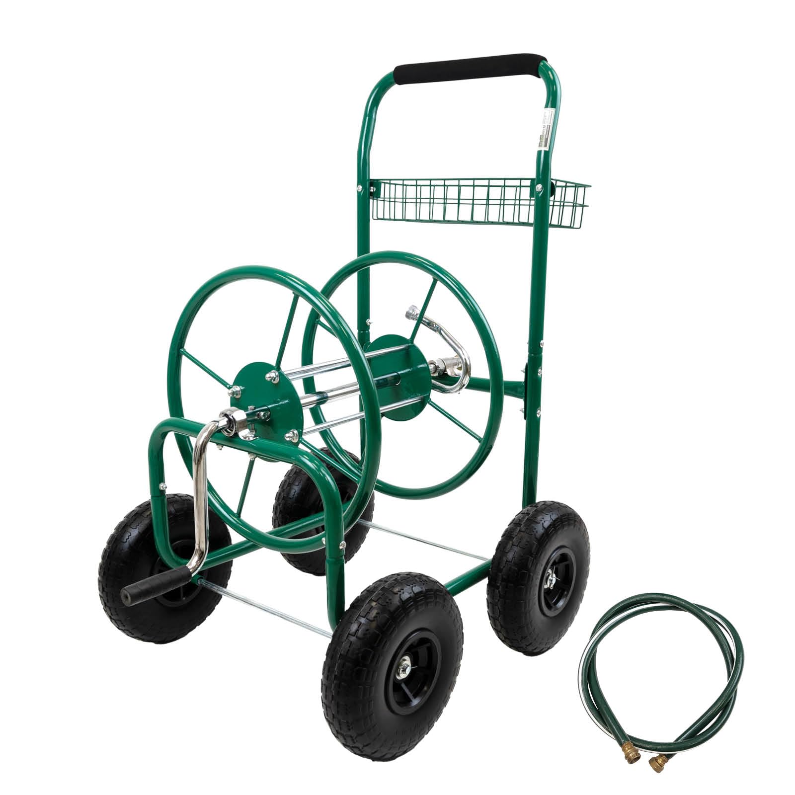 TRUTZHOLM Schlauchwagen Premium 4 Vollgummiräder, 92 x 57 x 78, pulverlackierter Stahl, für 80 m Gartenschlauch, Anschluß 3/4", adaptierbar auf 1/2 Zoll, Gartentrommel Schlauchabroller Schlauchhalter