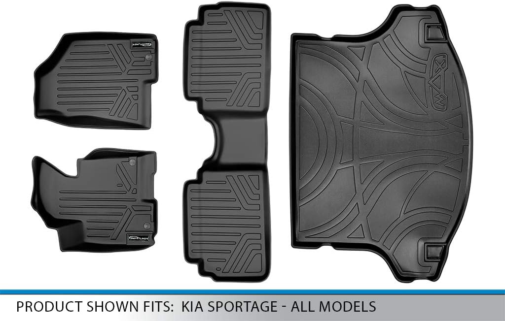 MAXLINER Floor Mats 2 Rows and Cargo Liner Set Black for 2011-2013 Kia Sportage