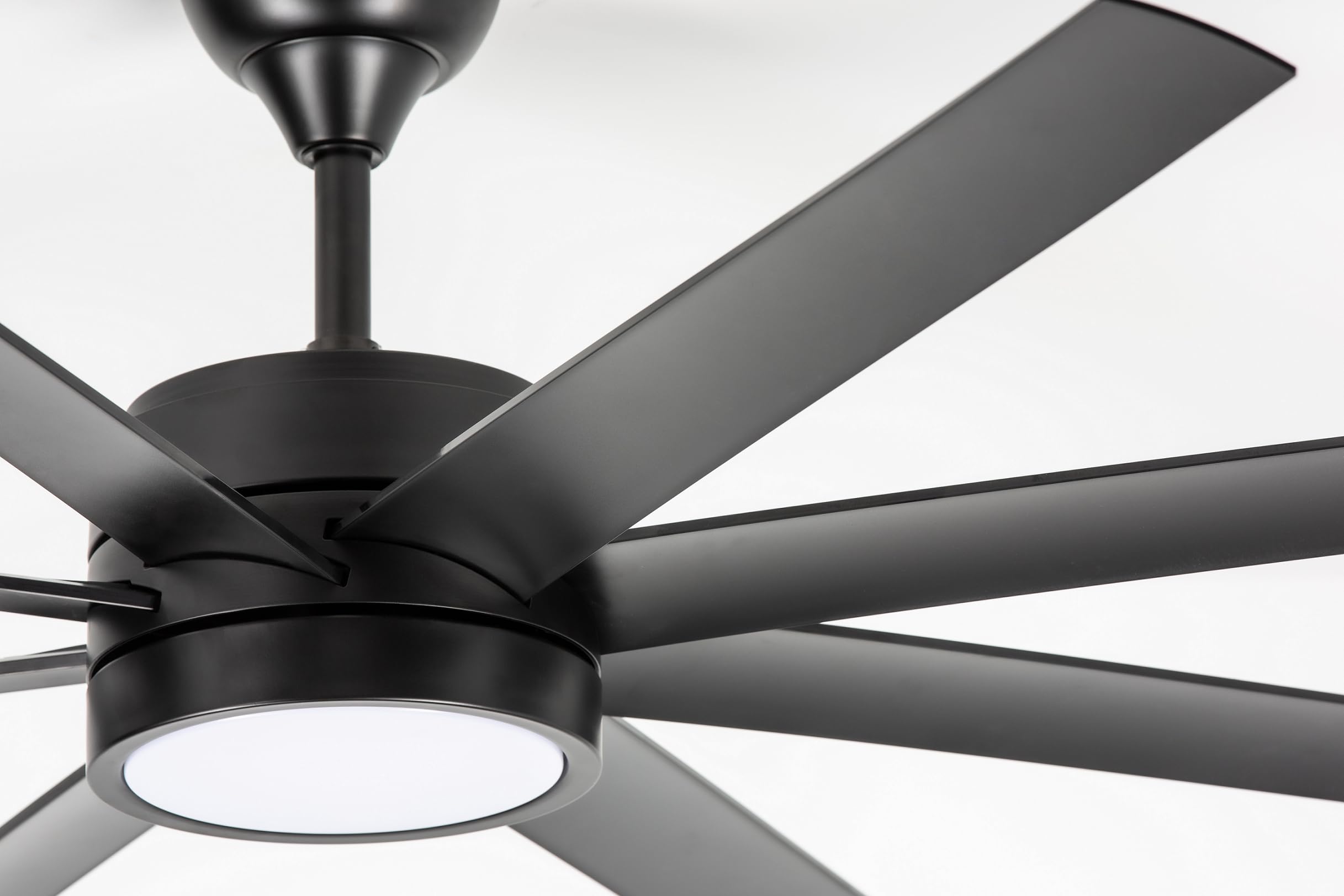 Versa Ventilador Techo Negro. Luz Led 24W Neutra/Cálida/Extra Cálida. Motor DC. 8 Aspas ABS Ø165cm. Verano/Invierno. 6 Velocidades. Control Remoto Temporizador. Silencioso. Brisa Natural