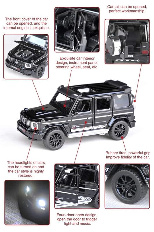 Image of Play Boy 1:32 Brabus 700 Model Diecast Metal Alloy Pullback Toy Vehicle with Openable Doors Light and Music Car for Kids (Multicolor)