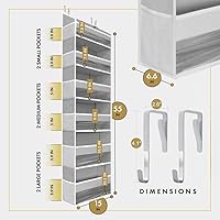 Vista 2 de HOMELUX THEORY - Organizador colgante sobre puerta, 1 pieza, resistente, 55 x 14 x 6.7 pulgadas, 6 bolsillos frontales grandes, 12 laterales