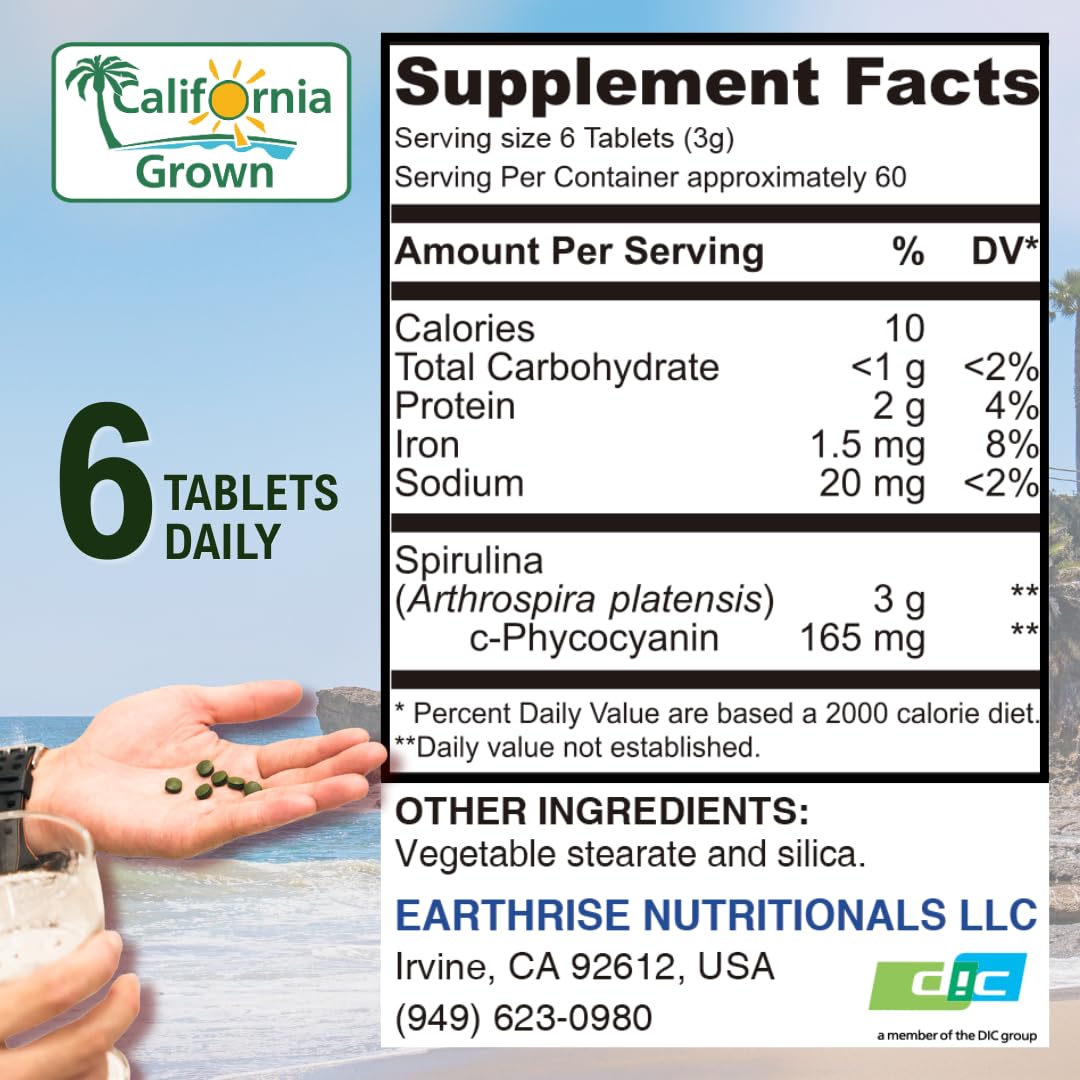 Earthrise Superfood California Spirulina 500mg Tablets, 180 Count — Amazon image 2