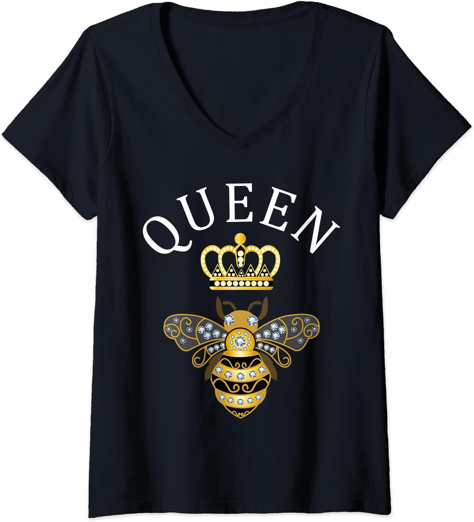 Queen Bee T-ShirtWomens Queen Bee Crown Women Men Girls Honey Hive Beekeeping Bee V-Neck T-Shirt