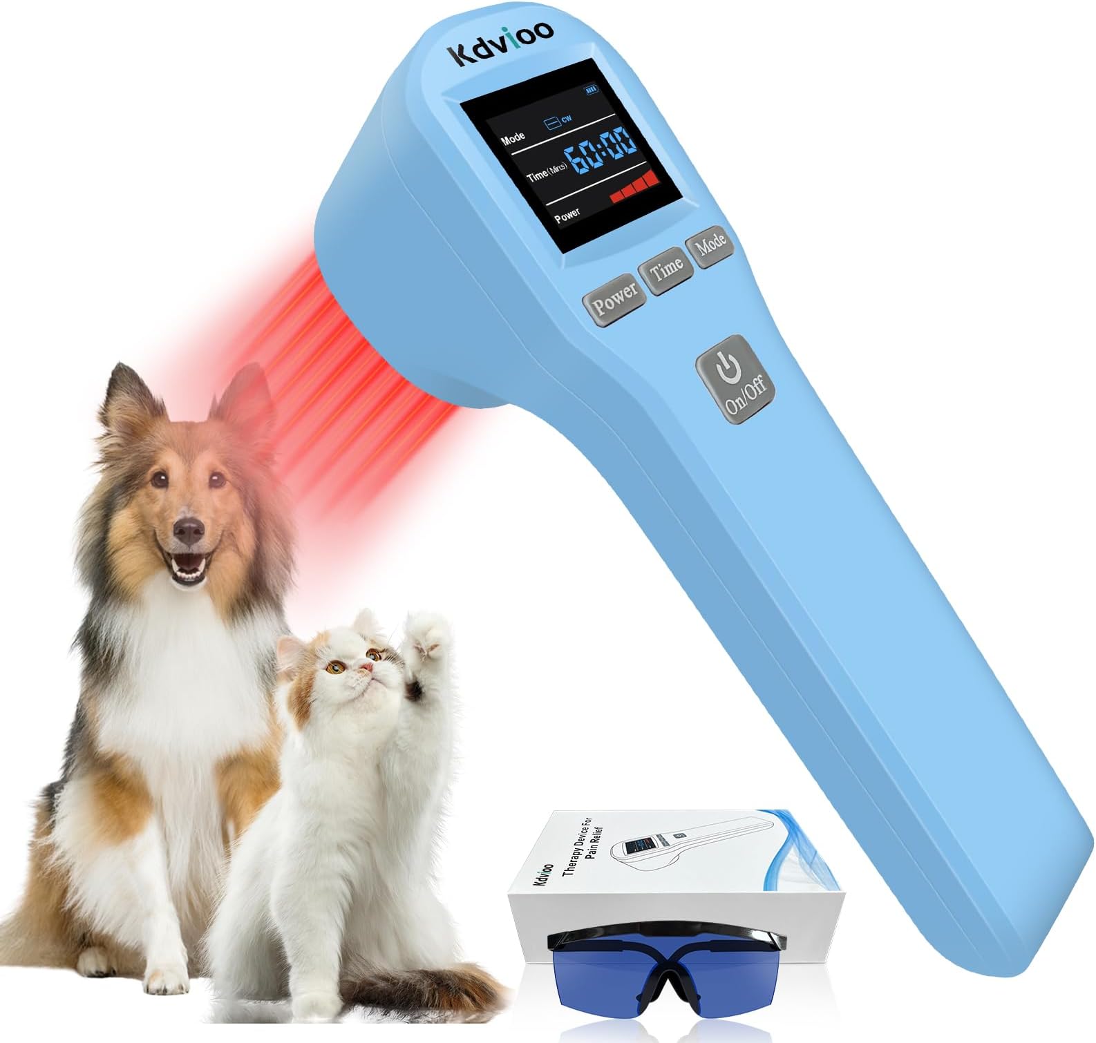 Cold Laser Therapy Device, Portable Red Light Therapy with 4pcs 808nm and 16pcs 650nm, Near Infrared Laser Therapy Relieve Pain and Accelerates Wound Healing for Pets Dogs Horse Cats (Blue)