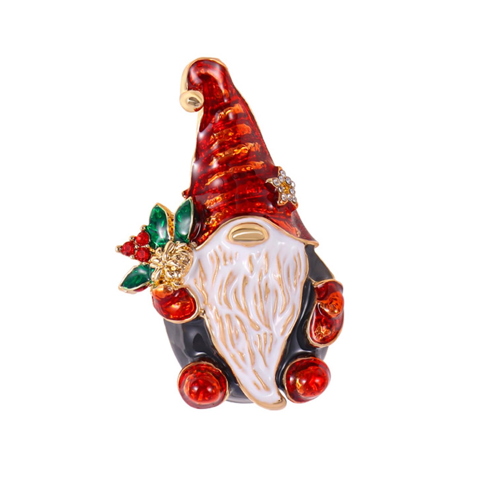 Feylie Red Christmas Brooch Pin, Santa Claus Crystal Enamel Pin, Lovely Christmas Jewelry Gift For Xmas Holiday Party Celebration
