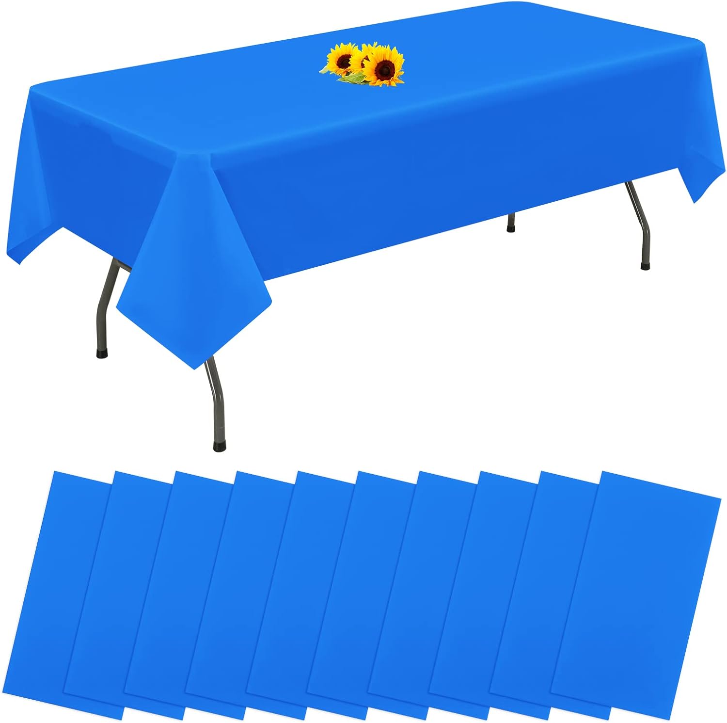 10 Packs Disposable Tablecloths Royal Blue Plastic Rectangle Table