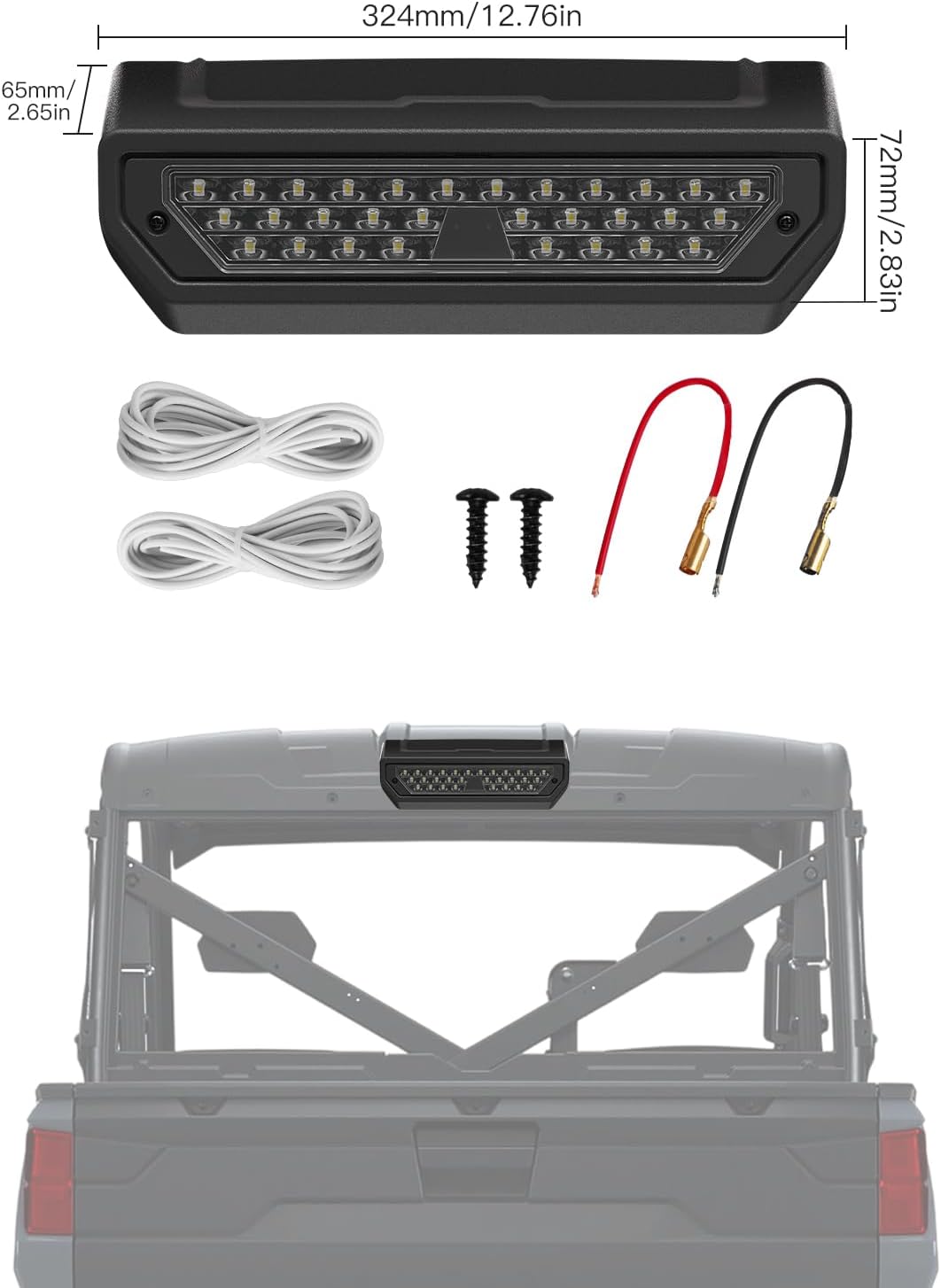 Ranger XP 1000 Rear Roof Work Light Fit for Polaris Ranger 1000 XP/Crew 18-26, UTV Cargo Cab Light for Polaris Ranger 1000/Crew 2020-2026 Accessories, Replace OEM #2889672