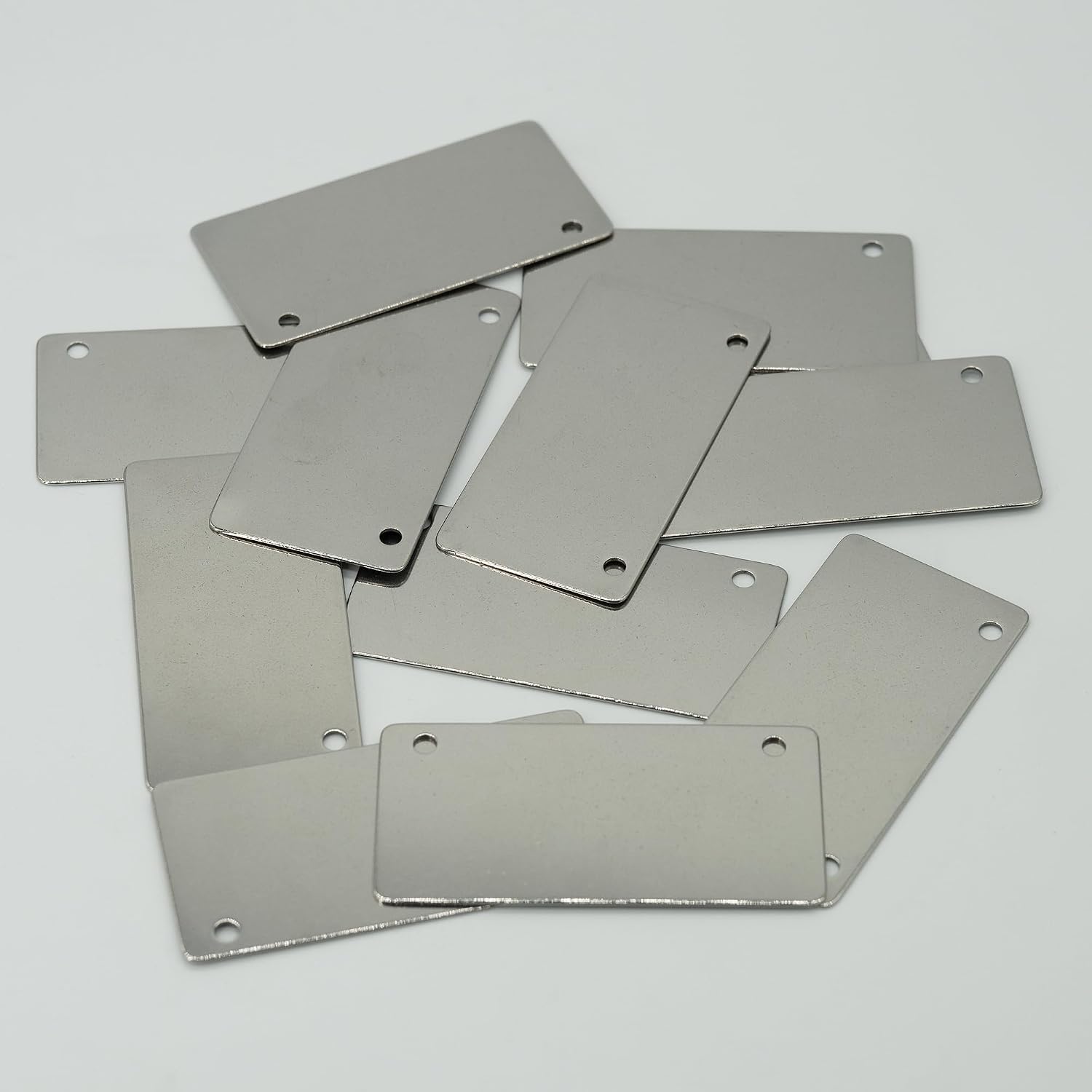 StayMax 1.5x3 Inches 25 Pack Metal Engraving Blanks Stamping Blanks Stainless Steel Rectangle Blank Tags with 2 Holes