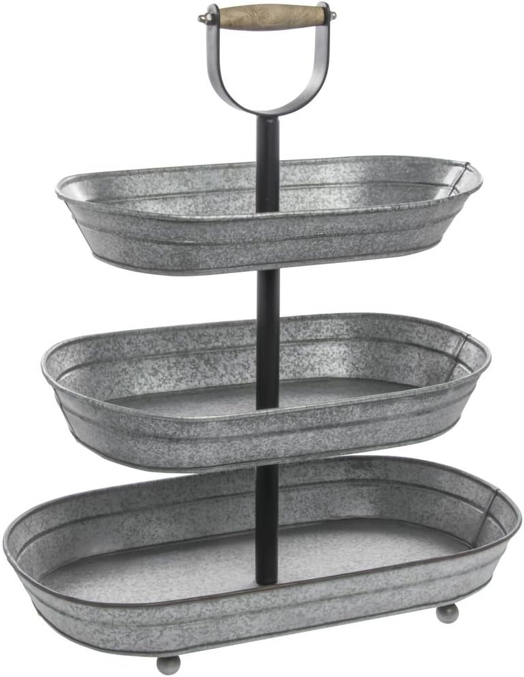 HUBERT 3-Tier Oblong Galvanized Stand - 20"L x 11 1/2"W x 23"H