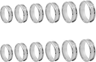 Oubaka 12PCS 6 Sizes Stainless Steel Blank Finger Ring Size 7/8/9/10/11/12 Hypoallergenic Inlay Ring Stainless Steel Grooved Rings Round Empty Ring for Inlay Jewelry Wedding Band Making(Silver)