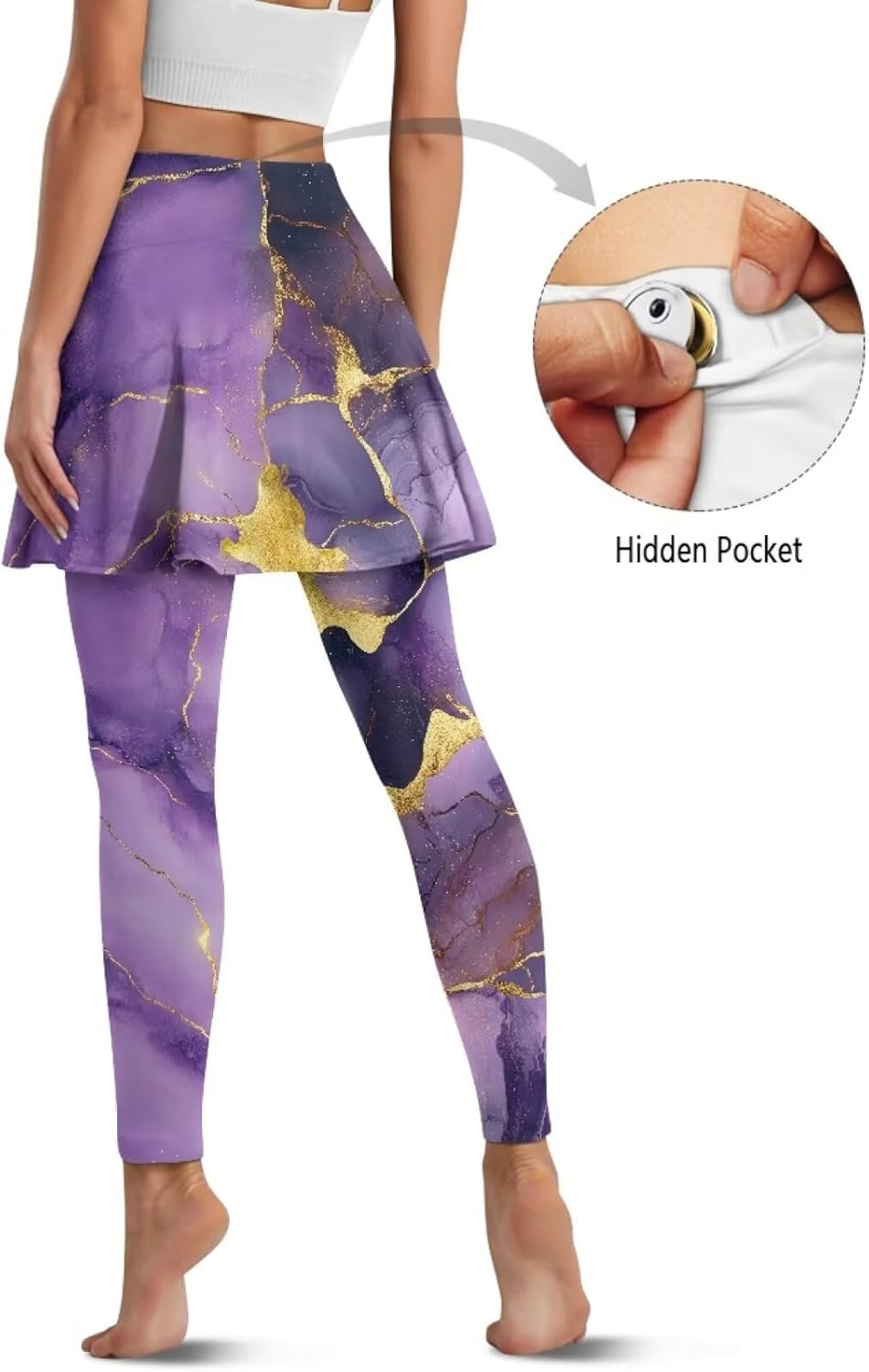 Women Tennis Skirted Legging for Active Skort Athletic Ruffle Pleated Golf Sport Skirts Pants with Pocket