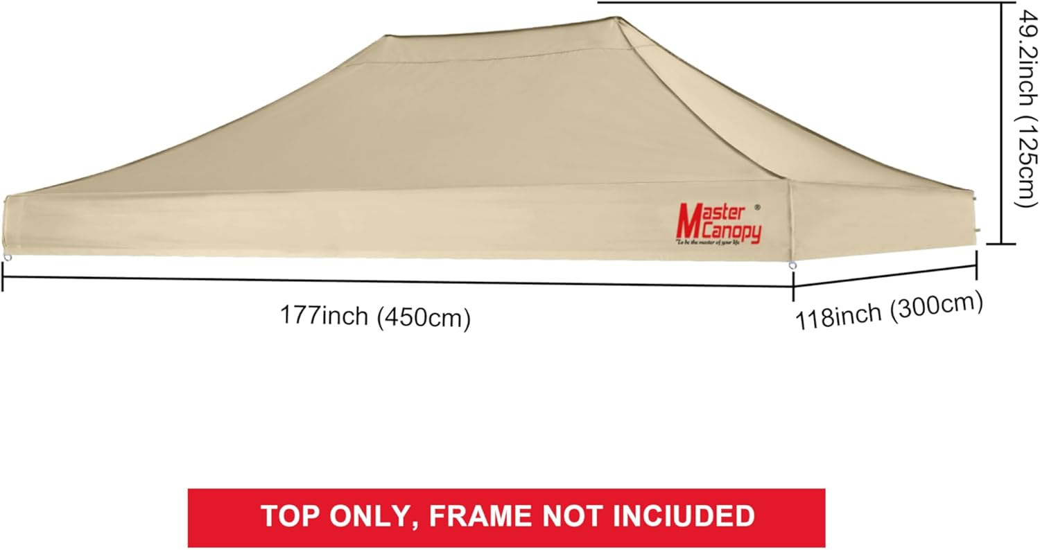 MASTERCANOPY 10x15 Pop Up Canopy Replacement Top ONLY(10x15, Beige)