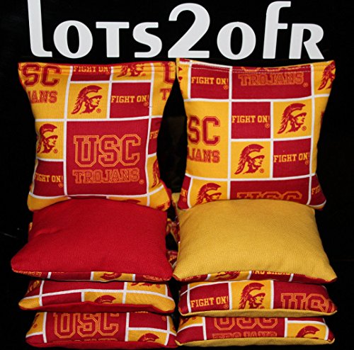 8 Cornhole BEANBAGS Made w Southern California USC Trojans Fabric